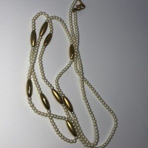 36" Pearl And Gold Necklace
